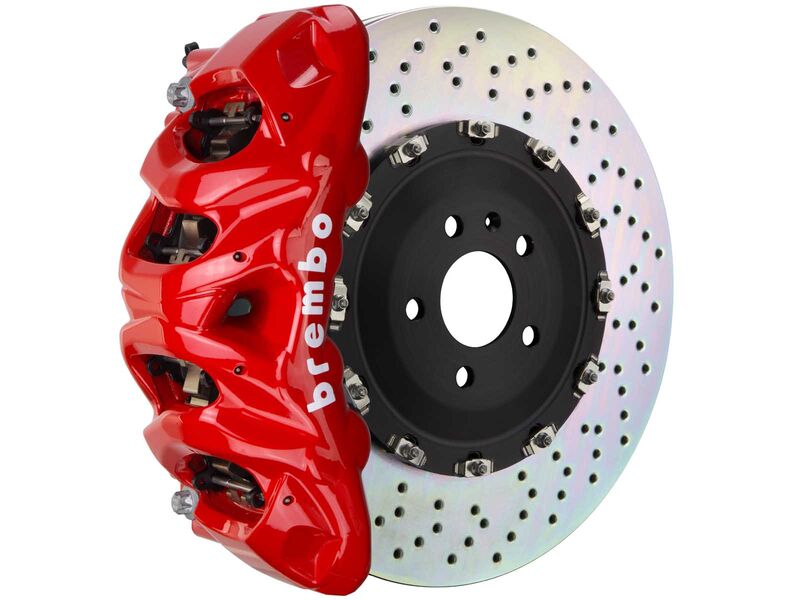 Brembo 1Q1.9607A2 GT Red 8-Piston Front Big Brake Kit 412mm Drilled for 2013-2018 RS7/S6/S7