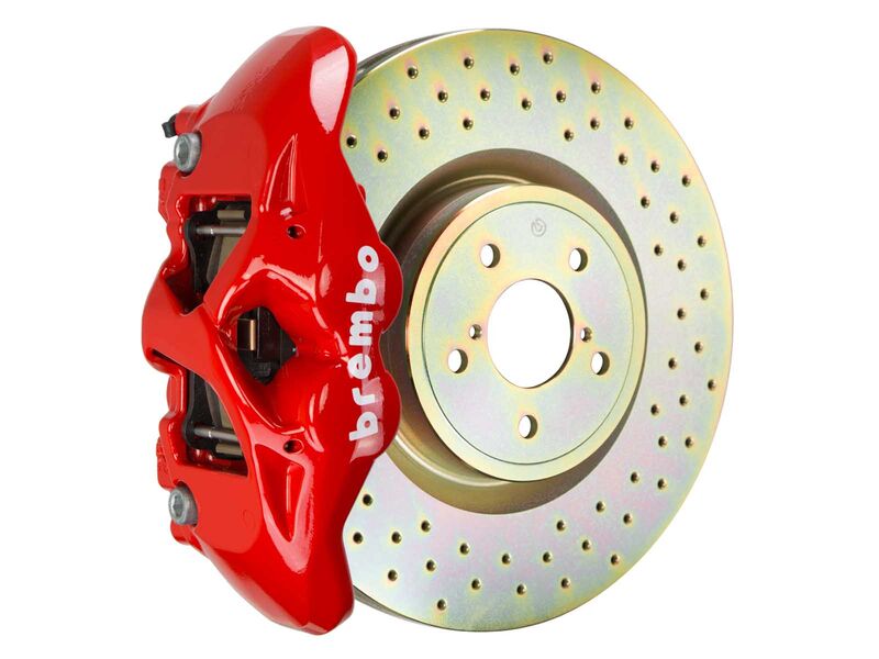 Brembo 1S4.8001A2 GT Red 4-Piston Front Big Brake Kit 345mm Drilled for 2007-2015 TT/TTS