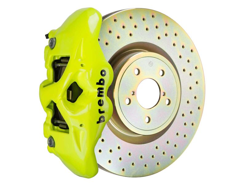 Brembo 1S4.8001A7 GT Fluor-Yellow 4-Piston Front Big Brake Kit 345mm Drilled for 2007-2015 TT/TTS