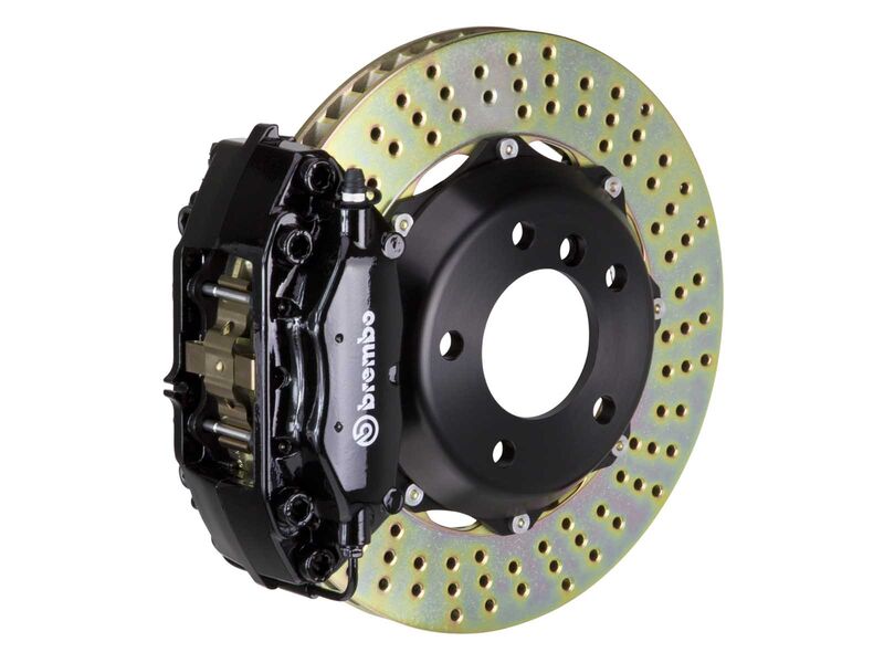 Brembo 2C1.6001A1 GT Black 4-Piston Rear Big Brake Kit 328mm Drilled for 2000-2002 Audi S4 (B5)