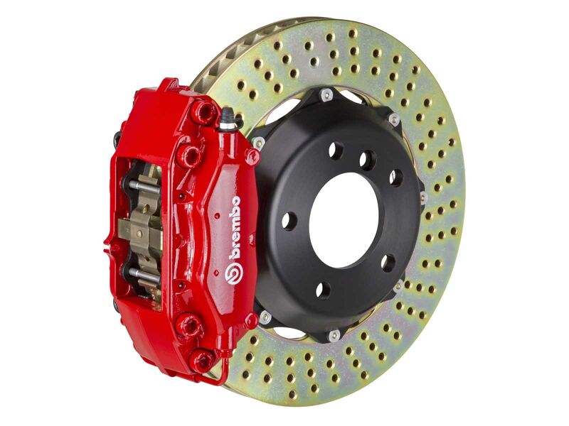 Brembo 2C1.6001A2 GT Red 4-Piston Rear Big Brake Kit 328mm Drilled for 2000-2002 Audi S4 (B5)