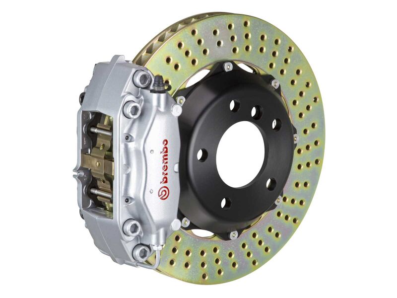 Brembo 2C1.6001A3 GT Silver 4-Piston Rear Big Brake Kit 328mm Drilled for 2000-2002 Audi S4 (B5)