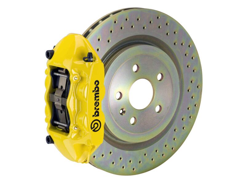 Brembo 2P4.8001A5 GT Yellow 4-Piston Rear Big Brake Kit 365mm Drilled for 2010-2015 Camaro