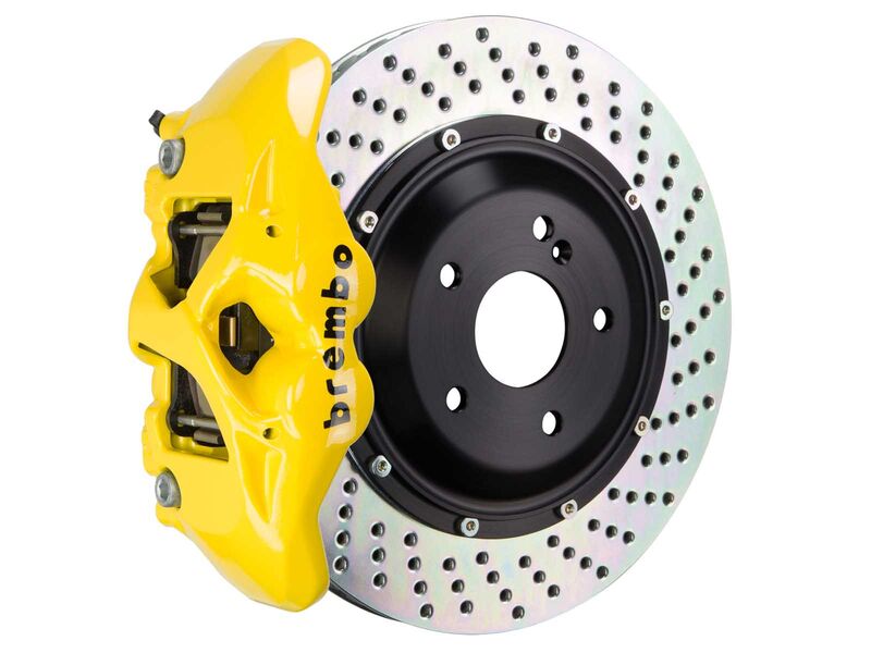 Brembo 2S1.9022A5 GT Yellow 4-Piston Rear Big Brake Kit 380mm Drilled for 2017-2023 Porsche Panamera