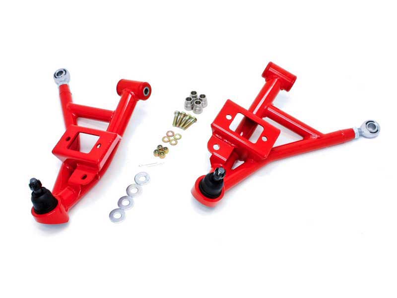 BMR AA002R Lower A-Arms, Adjustable With Poly/Rod End Combo, Red for 1993-2002 F-Body