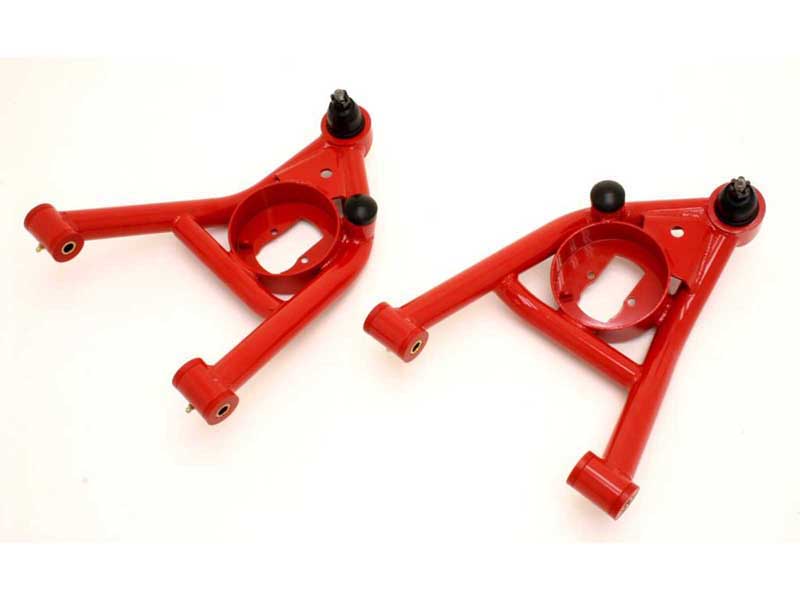 BMR AA016R Lower A-Arms, Non-Adjustable With Polyurethane Bushings, Red for 1964-1972 A-Body