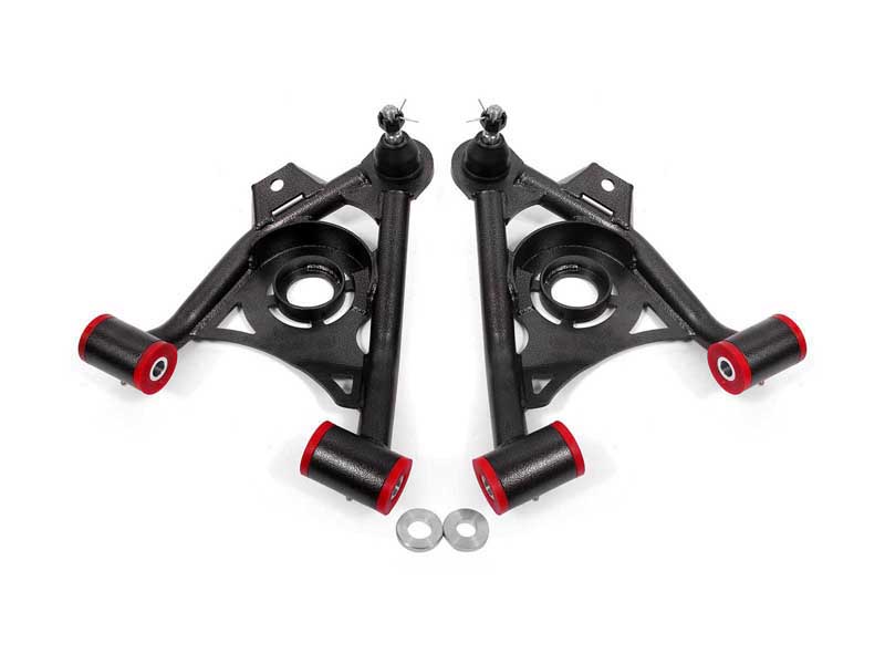 BMR AA034H Lower A-Arms, Spring Pocket, Non-Adj W/Poly, Std Ball Joint, Black for 1979-1993 Mustang