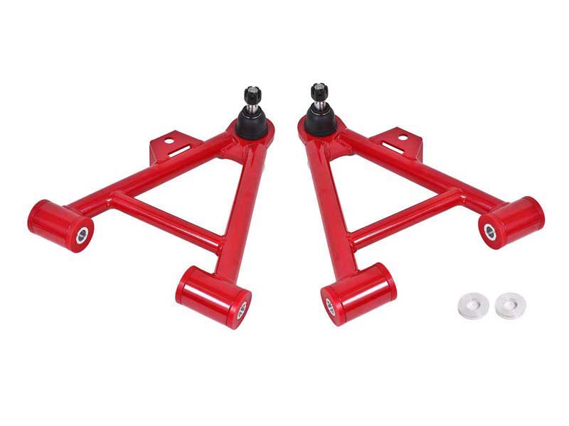 BMR AA035R Lower A-Arms, Coilover, Non-Adjust, Poly, Std Ball Joint, Red for 1979-1993 Mustang