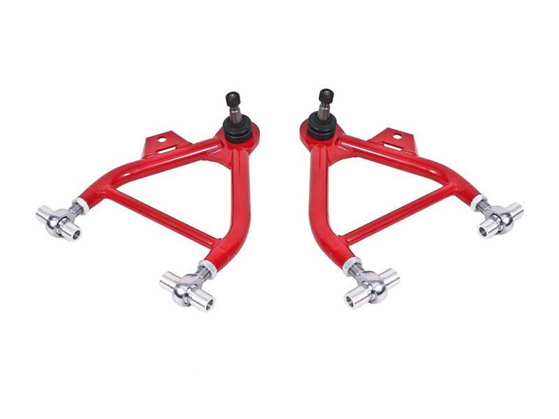 BMR AA039R Lower A-Arms, Coilover, Adjust, Rod End, Tall Ball Joint, Red for 1979-1993 Mustang
