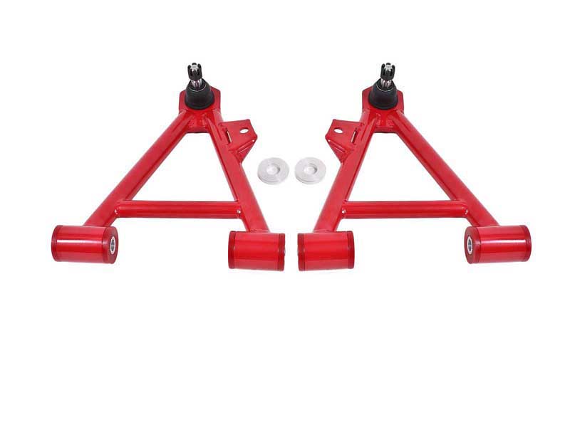 BMR AA041R Lower A-Arms, Coilover, Non-Adjust, Poly, Std Ball Joint, Red for 1994-2004 Mustang