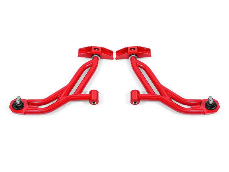 BMR AA756R Lower A-Arms, Non-Adj With Poly/Delrin, 19mm Tall Ball Joint, Red for 2010-2014 Mustang