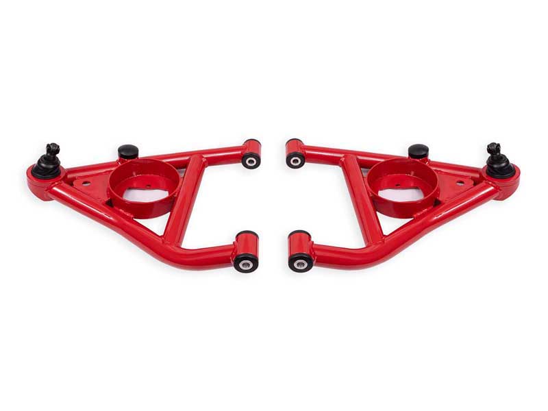 BMR AAL316R Lower A-Arms, Delrin Std Ball Joint Rear Bump Stops, Red, 1967-69 F-Body, 1968-74 X-Body