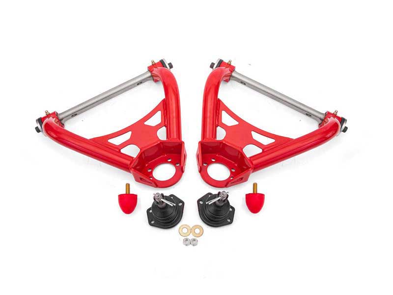 BMR AAU401R Upper A-Arms, Non-Adjustable, Delrin, Std Ball Joint, Red for 1964-1972 A-Body