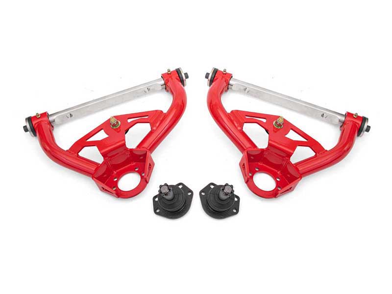 BMR AAU462R Upper A-Arms, Non-Adjustable, Delrin, 0.5" Tall Ball Joint, Red for 1978-1987 G-Body