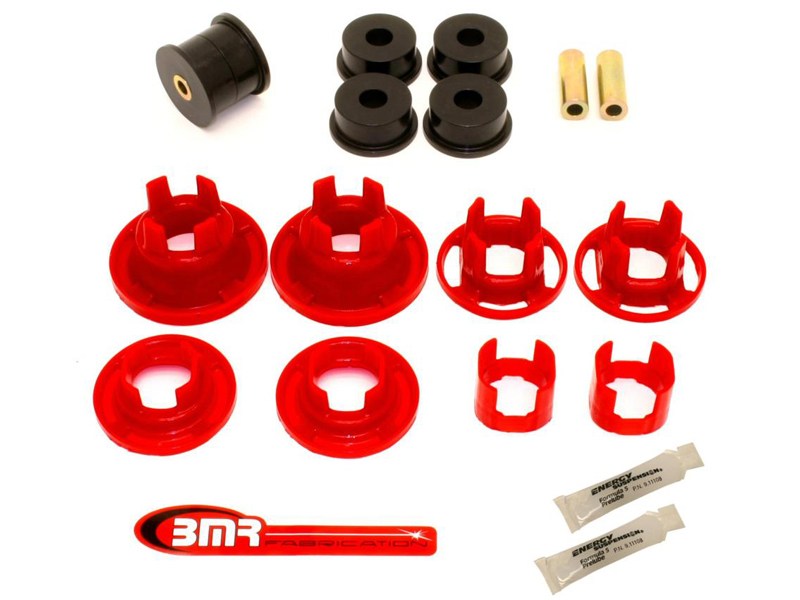BMR BK020 Rear Cradle Bushing Kit, Street Version (BK001, BK016), Black / Red for 2010-2011 Camaro