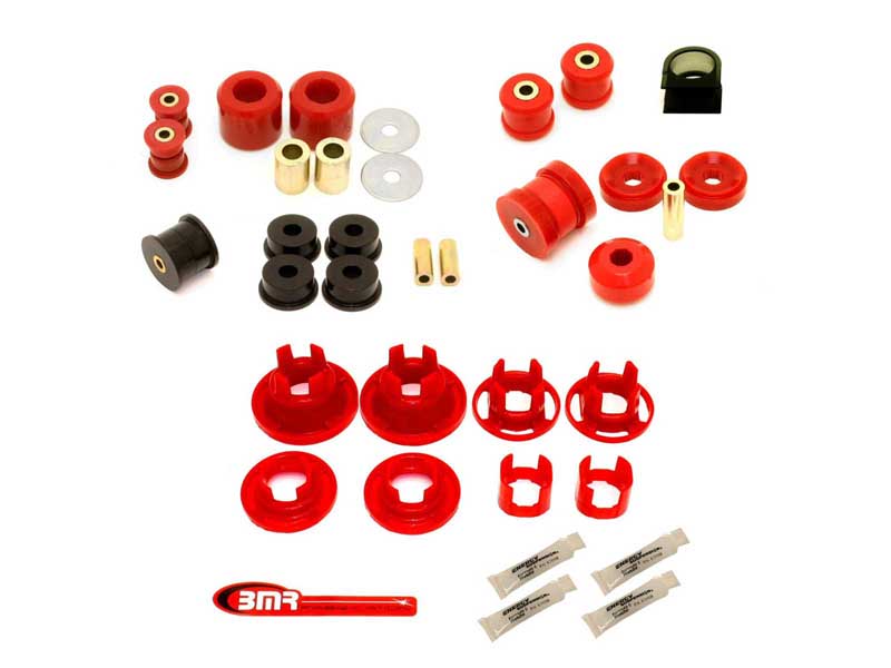 BMR BK023 Total Suspension Bushing Kit, Street Version (BK020,21,22), Black-Red for 2010-2011 Camaro