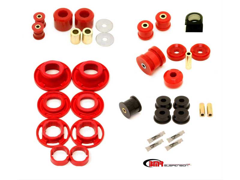BMR BK042 Total Suspension Bushing Kit, Street Version (BK041,21,22), Black-Red for 2012-2015 Camaro