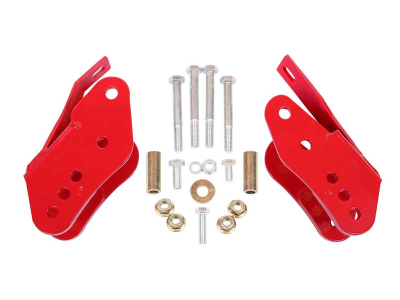 BMR CAB005R Control Arm Relocation Brackets, Bolt-on, Red for 2005-2014 Mustang