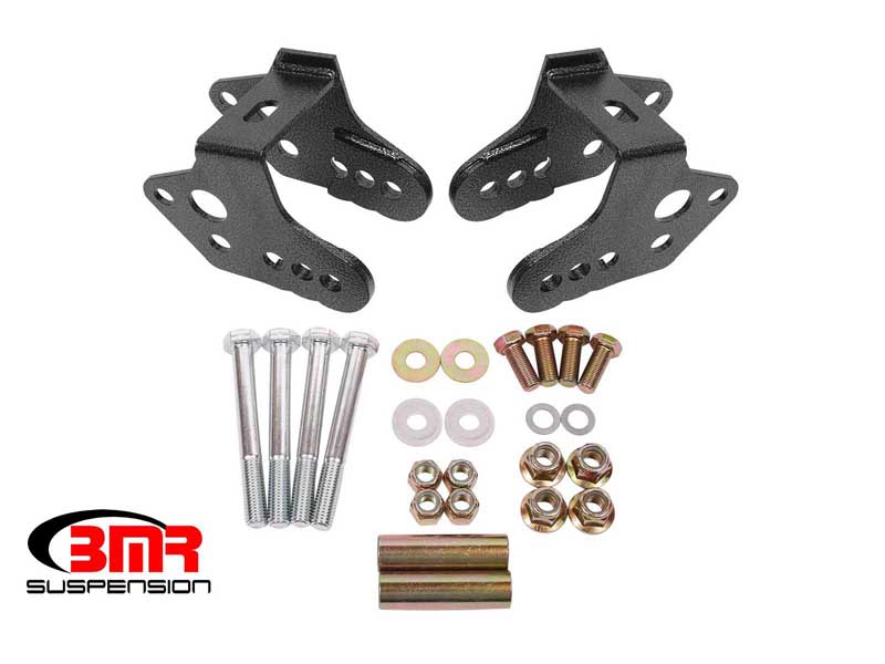 BMR CAB740H Control Arm Relocation Brackets, Bolt-on, Black Hammertone for 1979-2004 Mustang