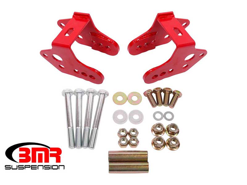 BMR CAB740R Control Arm Relocation Brackets, Bolt-on, Red for 1979-2004 Mustang