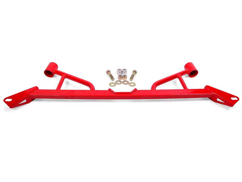 BMR CB006R Chassis Brace, Front Subframe, 4-Point, Red for 2015-2026 Mustang S550/S650