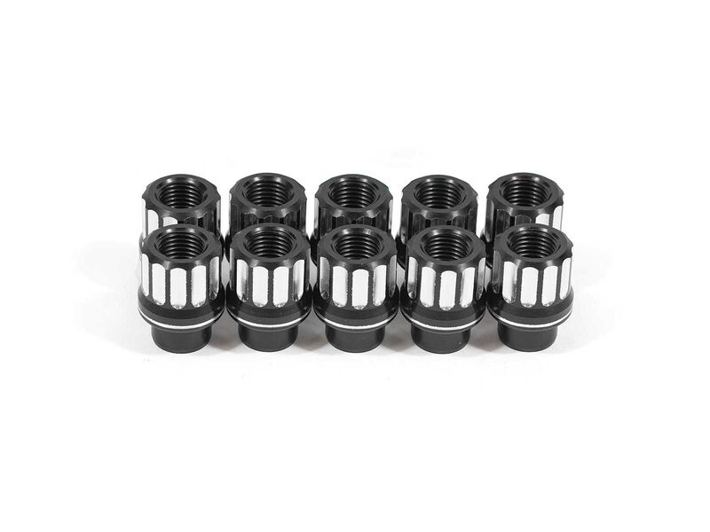 BMR LNK003 Lug Nut Kit, 1/2-20 RH, Shank, 12-pt, 10-Pc, Black, 1979-14 Mustang, 2007-14 Shelby GT500