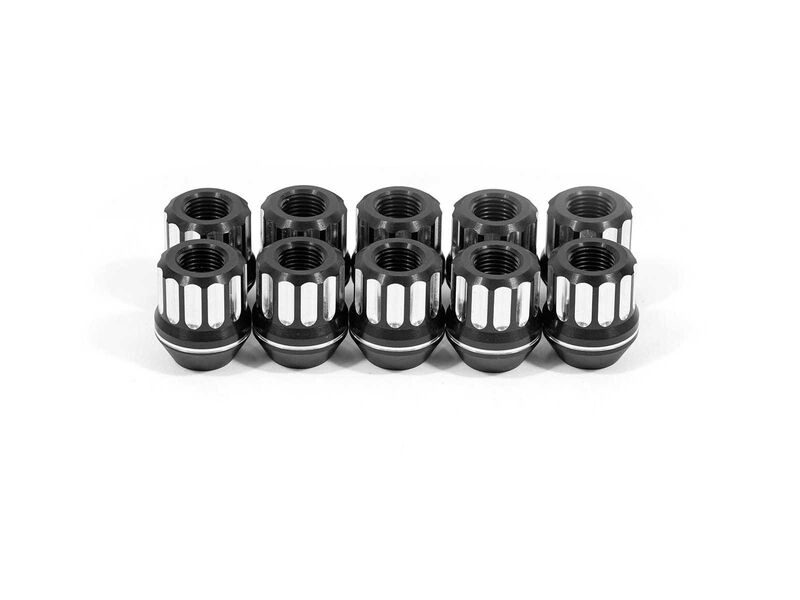 BMR LNK025 Lug Nut Kit, 14mm x 1.50 RH Conical, 12-pt, 10-Pack, Black, Camaro, G8, Chevy SS, Mustang