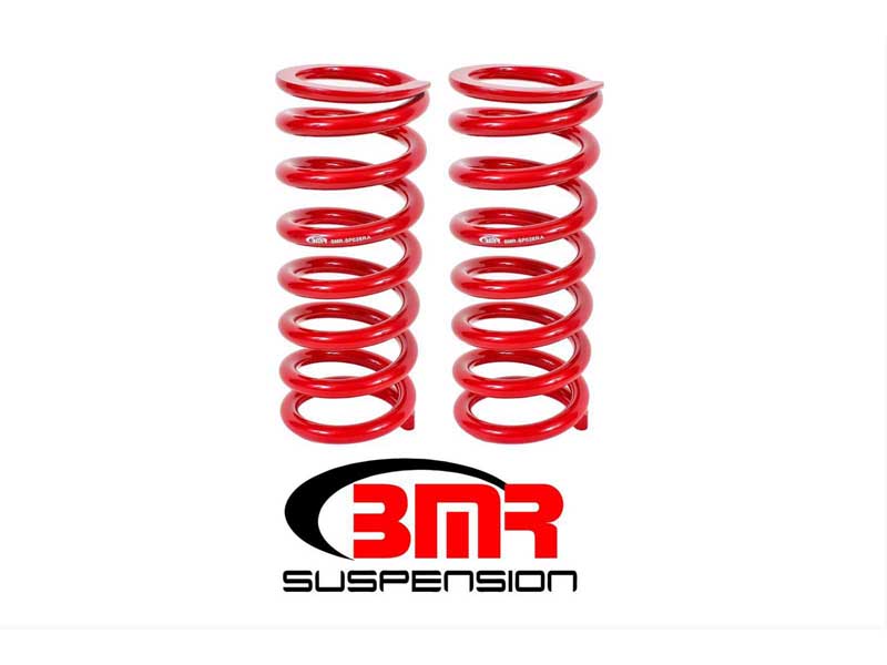BMR SP028R Lowering Springs, Front, 1" Drop, 525 Spring Rate, Red for 1979-2004 Mustang