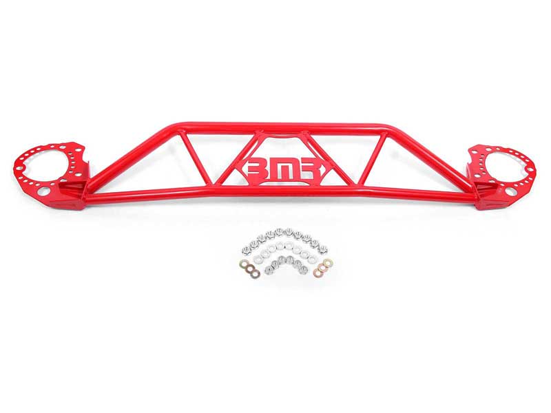 BMR STB760R Strut Tower Brace, Front, Twin Tube Design, Red for 2015-2026 Mustang S550/S650