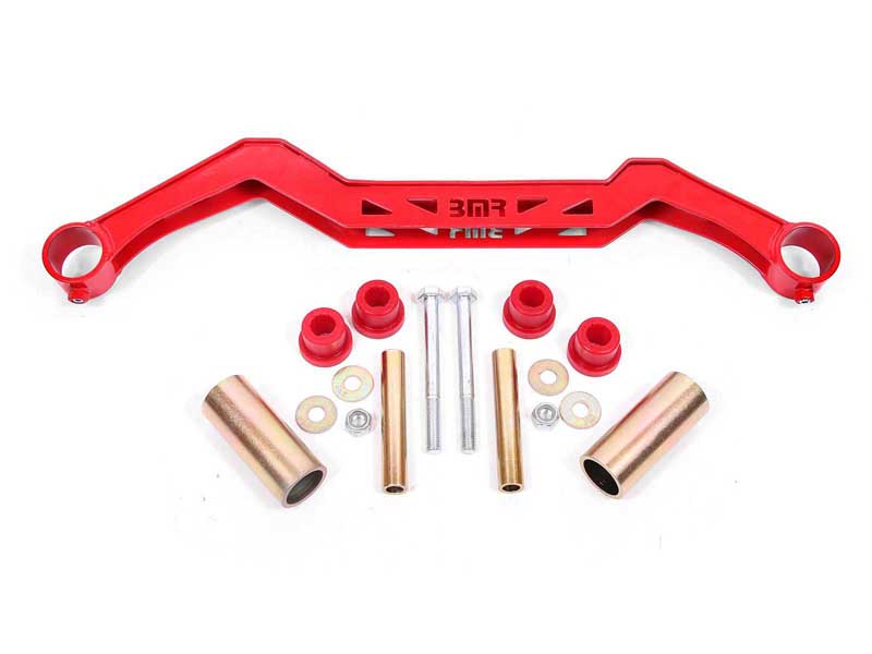 BMR TC730R Transmission Crossmember, TH350/PG/700R4/C4/C6/AOD/4L60, Red for 1979-1993 Mustang