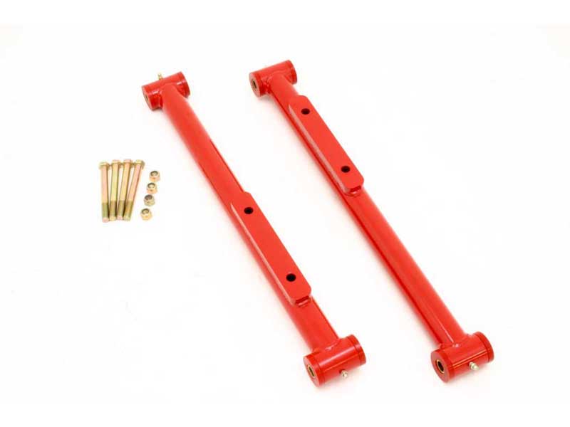 BMR TCA007R Lower Control Arms, Non-Adj With Poly Bushings, Ext Length, Red for 1991-1996 B-Body