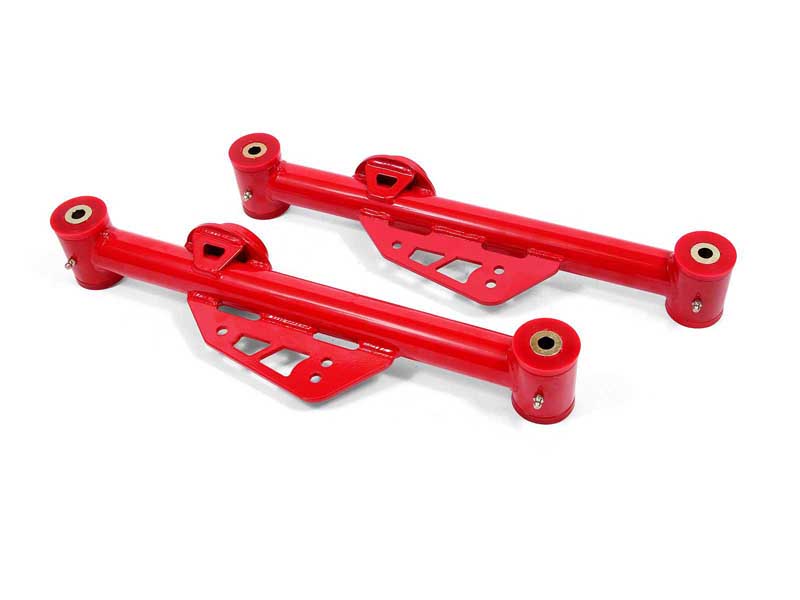 BMR TCA014R Lower Control Arms, Non-Adjustable With Poly Bushings, Red for 1979-1998 Mustang