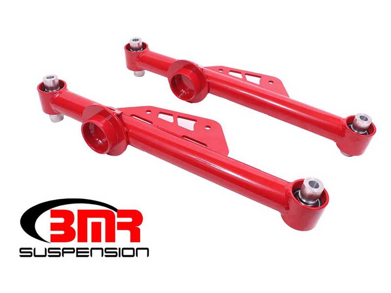 BMR TCA016R Lower Control Arms, Non-Adjustable, Spherical Bearings, Red for 1979-1998 Mustang