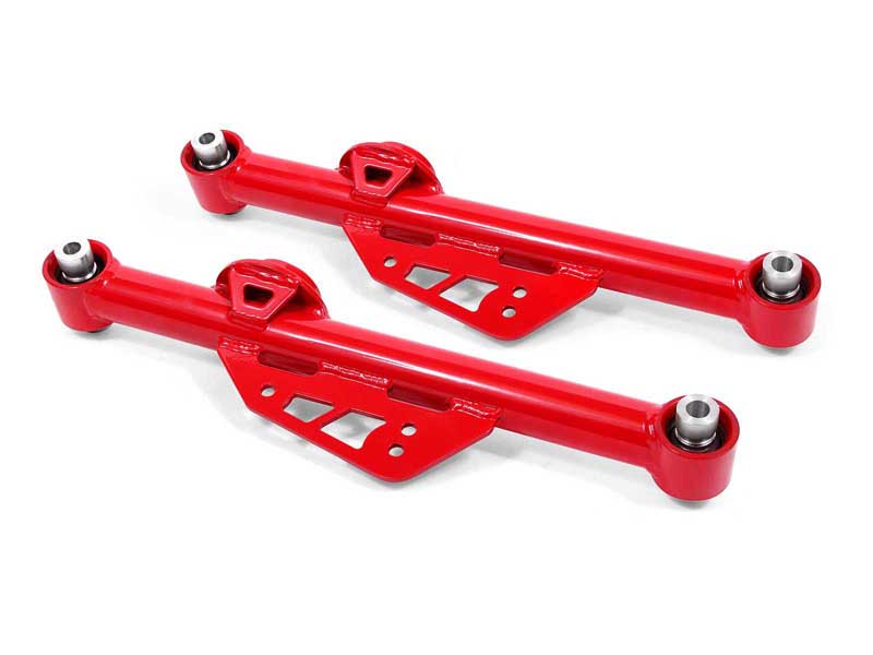 BMR TCA017R Lower Control Arms, Non-Adjustable, Spherical Bearings, Red for 1999-2004 Mustang