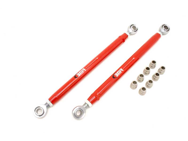 BMR TCA020R Lower Control Arms, Double Adjustable With Rod Ends, Red for 2005-2014 Mustang