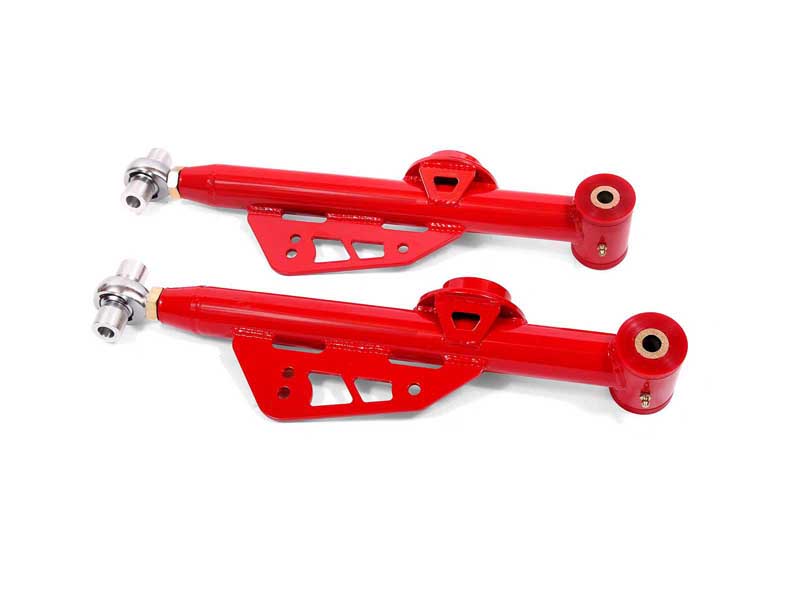 BMR TCA053R Lower Control Arms, Single Adj, Poly/Rod End, Red for 1999-2004 Mustang