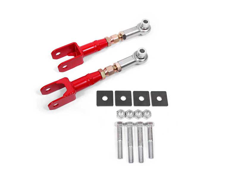 BMR TR005R Toe Rods, Rear, On-car Adjustable With Rod Ends, Red for 2015-2026 Mustang S550/S650