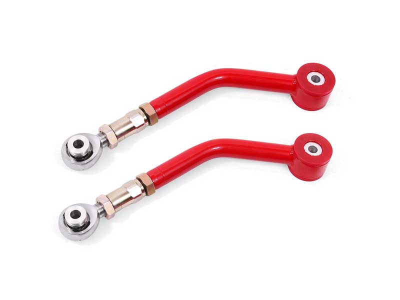 BMR UCA112R Upper Control Arms, On-car Adj W/Poly/Rod Ends, Red for 2006-2023 Challenger & Charger