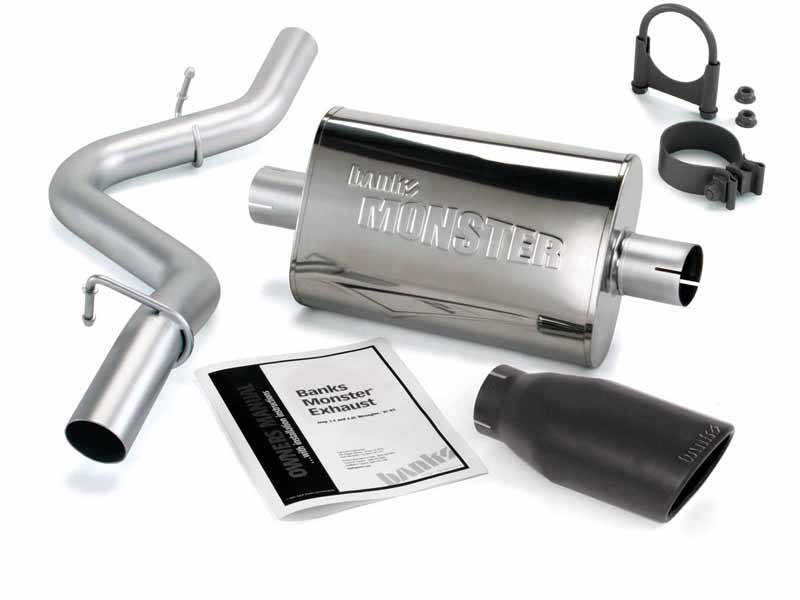 Banks 51312-B Monster Exhaust Single Exit Black Ob Round Tip for 1997-1999 Jeep Wrangler 2.5/4.0