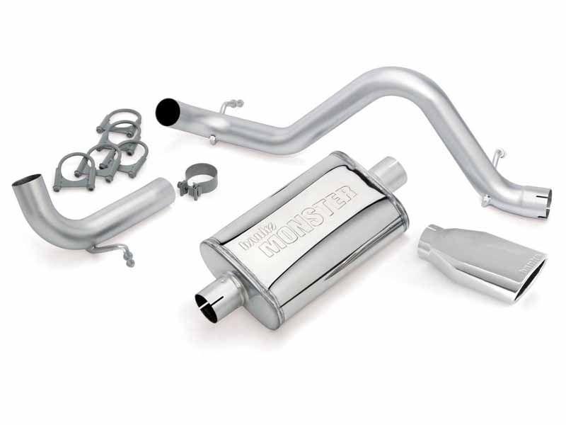 Banks 51342 Monster Exhaust Single Exit Chrome Ob Round Tip for 2012-2018 Jeep Wrangler JK 3.6