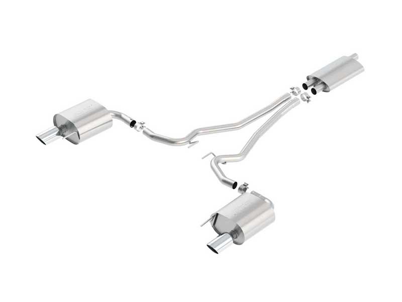 Borla 1014039 Touring 2.25-in Cat-Back Exhaust Round 4-in Chrome Tip for 2015-2019 Mustang 2.3T