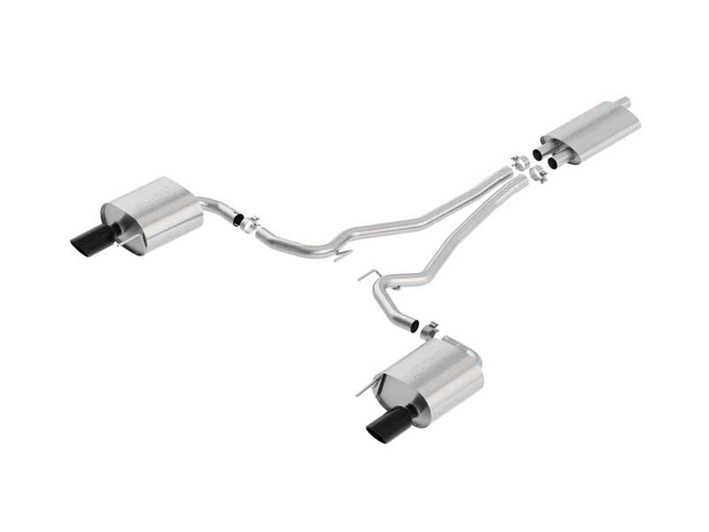 Borla 1014039BC Touring 2.25-in Cat-Back Exhaust Round 4-in Black Tip for 2015-2019 Mustang 2.3T