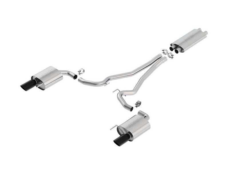 Borla 1014040BC Touring 2.5" Cat-Back Exhaust With H-Pipe with 4" Black Tip for 2015-2017 Mustang GT
