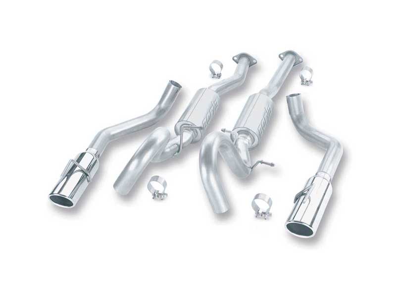 Borla 140067 S-Type 2.5-in Cat-Back Exhaust Round 4-in Chrome Tip for 1999-2004 Mustang GT/Mach-1 4.