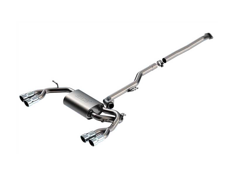 Borla 140350 S-Type 2.5-in Cat-Back Exhaust Round 3.5-in Chrome Tip for 2010-2014 Genesis Coupe 2.0T
