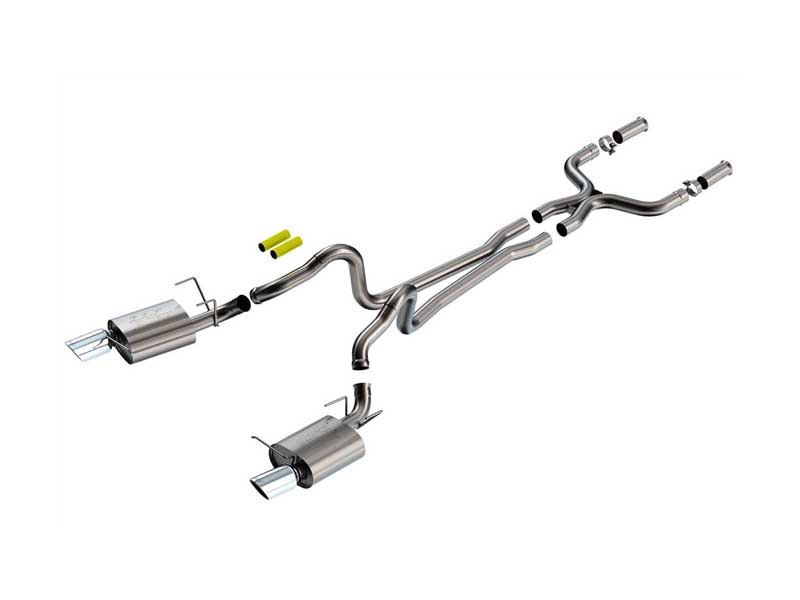 Borla 140372 ATAK 2.75" Cat-Back Exhaust With X-Pipe with 4.5" Chrome Tip for 2011-2012 Mustang GT