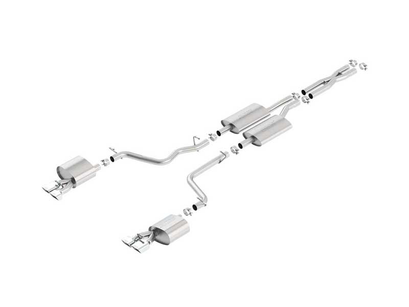 Borla 140482 S-Type 2.25-in Cat-Back Exhaust with X-Pipe Chrome Tip for 2011-2014 Challenger 3.6 Rwd
