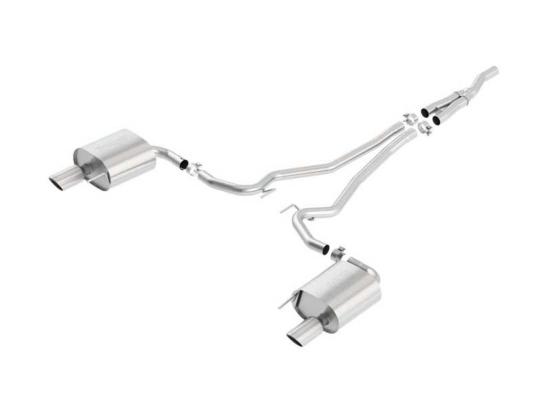 Borla 140584 S-Type 2.25-in Cat-Back Exhaust Round 4-in Chrome Tip for 2015-2023 Mustang Coupe 2.3T