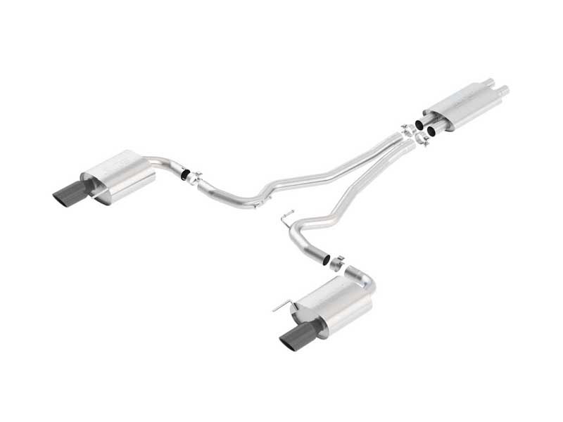 Borla 140589BC Touring 2.5" Cat-Back Exhaust With H-Pipe with 4" Black Tip for 2015-2017 Mustang GT