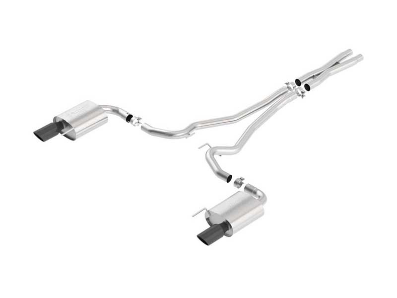 Borla 140590BC S-Type 2.5" Cat-Back Exhaust With X-Pipe with 4" Black Tip for 2015-2017 Mustang GT